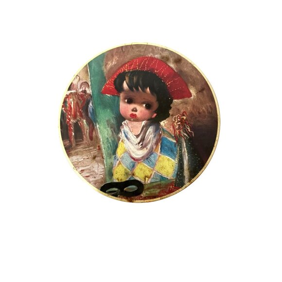 Vintage Penguin Confectionery Tin With Harlequin Child Illustration 4 Oz Carlisl - Picture 1 of 8